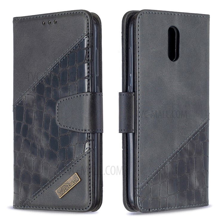 Assorted Color Crocodile Skin Shell Leather Wallet Case for Nokia 2.3 - Black-4