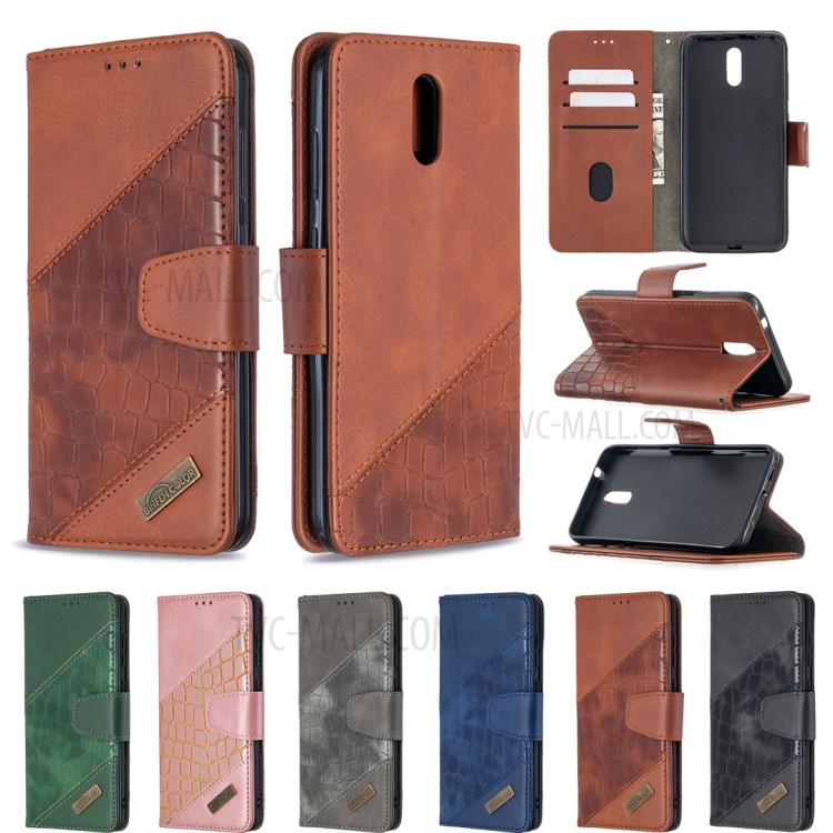 Assorted Color Crocodile Skin Shell Leather Wallet Case for Nokia 2.3 - Black-9