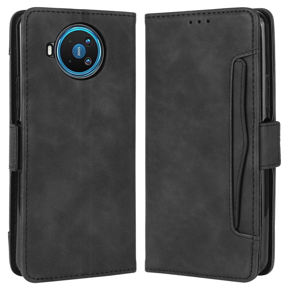 Leather with Wallet Stand Mobile Phone Case for Nokia 8.3 5G - Black-1