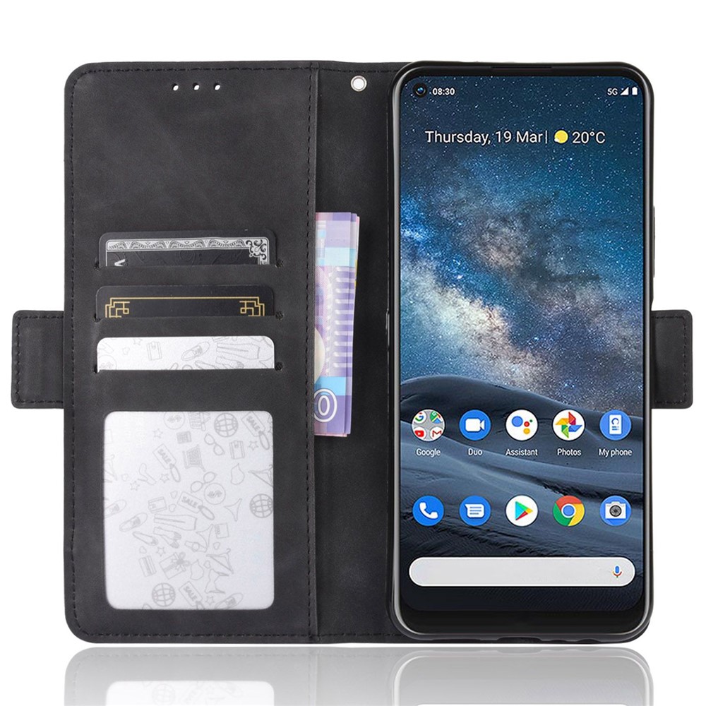 Cuero Con Soporte De Cartera Estuche Para Teléfono Móvil Para Nokia 8.3 5G Cubierta De Teléfono Anti-colisión - Negro-2