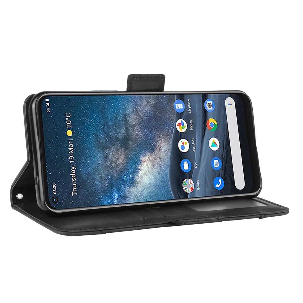 Leather with Wallet Stand Mobile Phone Case for Nokia 8.3 5G - Black-3