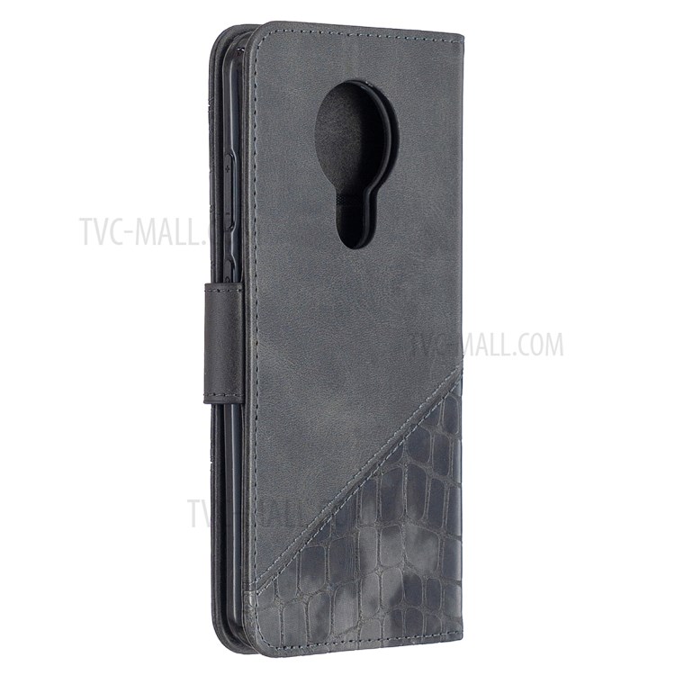 Crocodile Skin Assorted Color Leather Wallet Phone Cover for Nokia 5.3 - Black-3