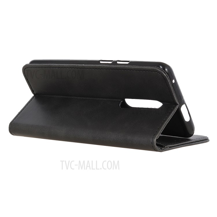 Auto-absorbed Split Leather Wallet Case for Nokia C3 - Black-7