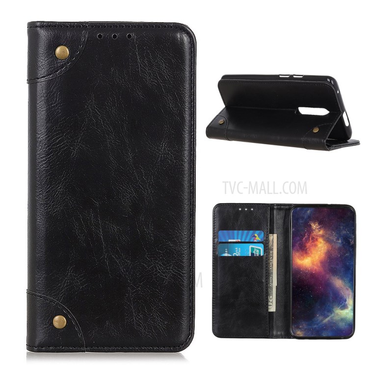 Crazy Horse Texture Auto-absorbed Leather Stylish Wallet Case for Nokia C3 - Black-1