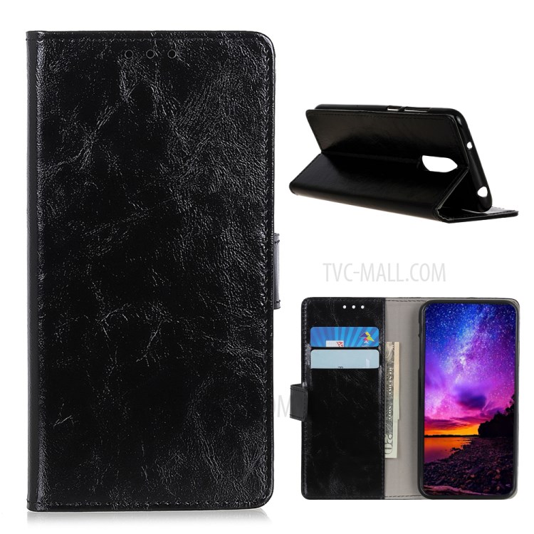 Crazy Horse Skin Leather Shell with Wallet Case for Nokia C3 - Black-1