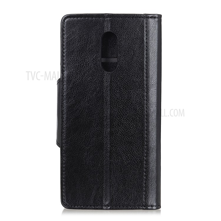 Glossy PU Leather Wallet Stylish Case for Nokia C3 - Black-2