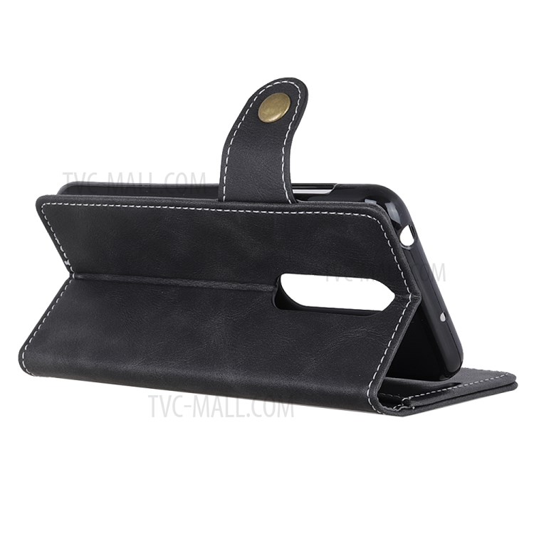 S-shaped Textured PU Leather Phone Cover for Nokia C3 - Black-4