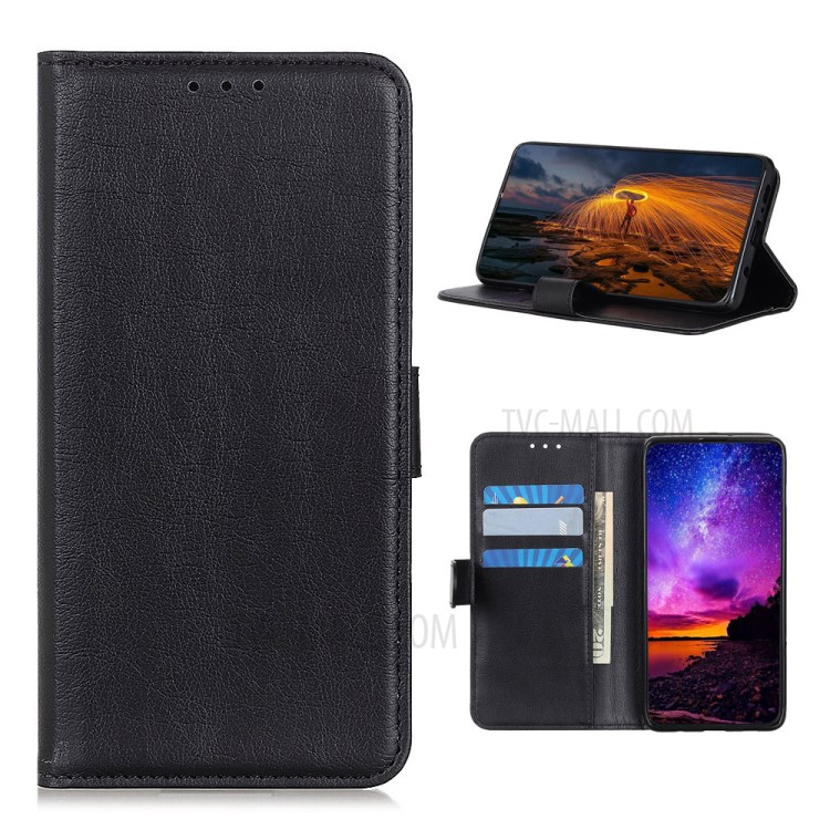 Litchi Grain Wallet Stand Leather Protective Phone Case for Nokia C3 - Black-1