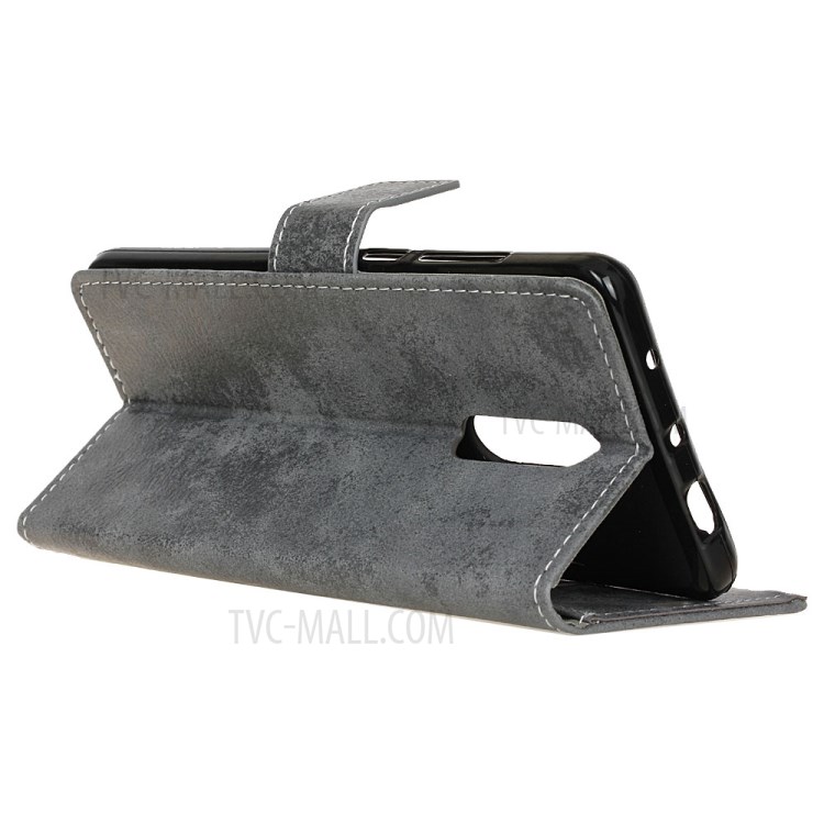 Retro Style with Wallet Leather Mobile Phone Case for Nokia C3 - Grey-4