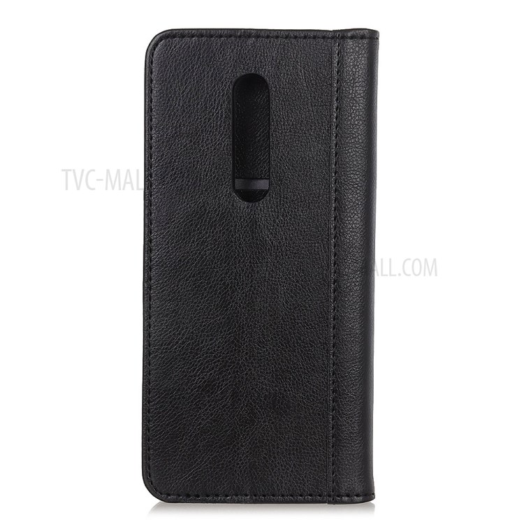 Litchi Texture Auto-absorbed Split Leather Cell Phone Cover for Nokia C3 - Black-3