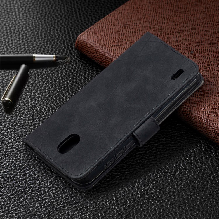 BF05 Geometric Texture Wallet Stand Leather Protective Cover for Nokia 1.3 - Black-5