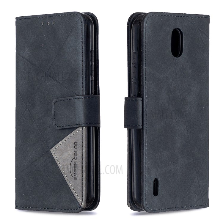 BF05 Geometric Texture Wallet Stand Leather Protective Cover for Nokia 1.3 - Black-8