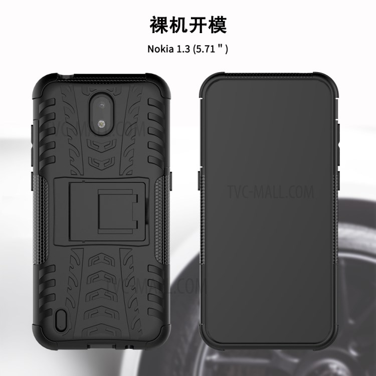 Cool Tyre Pattern PC + TPU Phone Case with Kickstand for Nokia 1.3 - Black-3