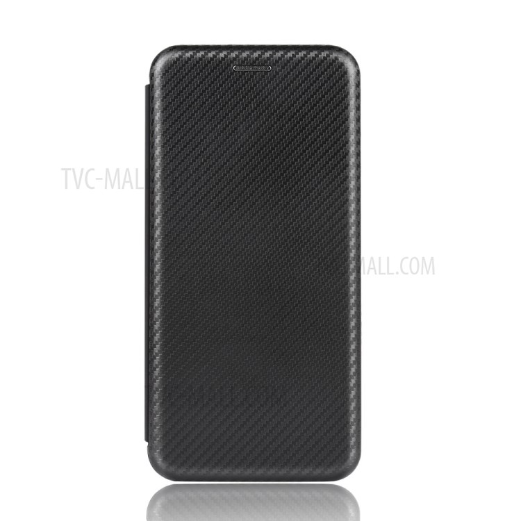 Carbon Fiber Surface Auto-absorbed Leather with Stand Cell Phone Case for Nokia C3 - Black-6