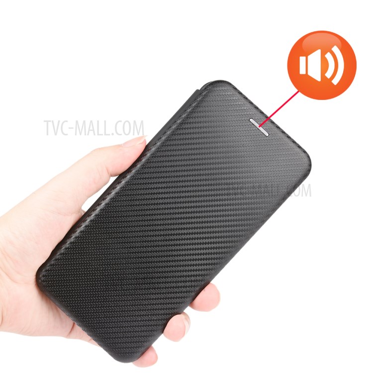 Carbon Fiber Surface Auto-absorbed Leather with Stand Cell Phone Case for Nokia C3 - Black-9