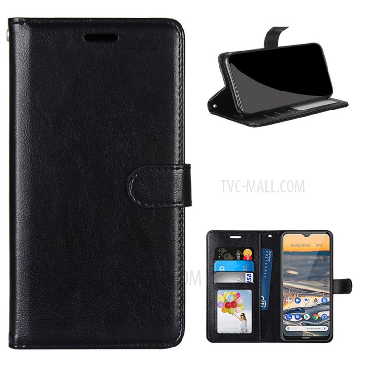 Solid Color Leather Material Protective Cell Phone Cover for Nokia 5.3 - Black-1