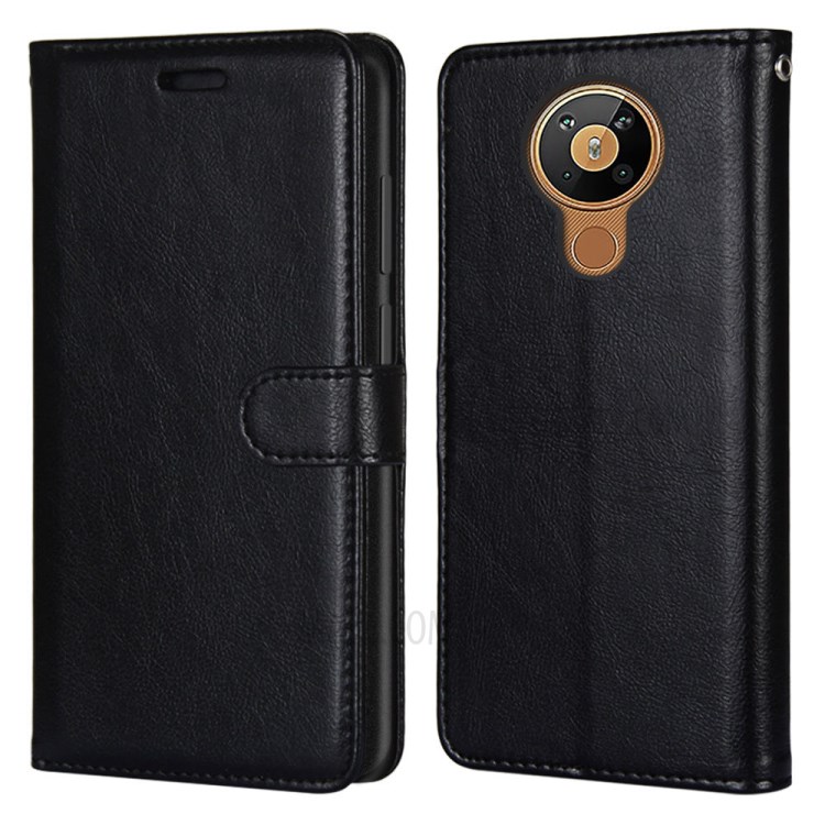 Solid Color Leather Material Protective Cell Phone Cover for Nokia 5.3 - Black-2