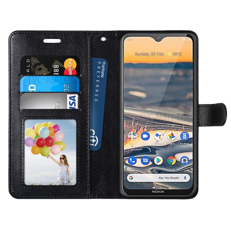 Solid Color Leather Material Protective Cell Phone Cover for Nokia 5.3 - Black-3