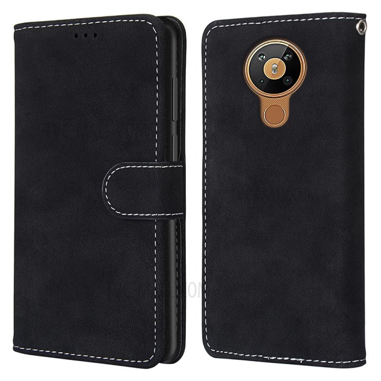 Retro Matte with 3 Card Slots Leather Phone Shell for Nokia 5.3 - Black-2