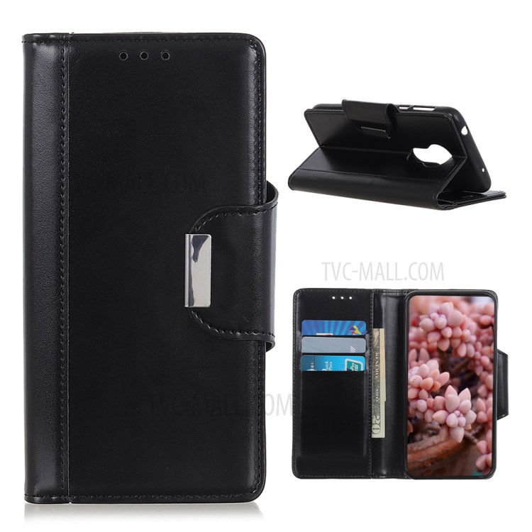 PU Leather Stylish Design Mobile Phone Case for Nokia 3.4 - Black-1