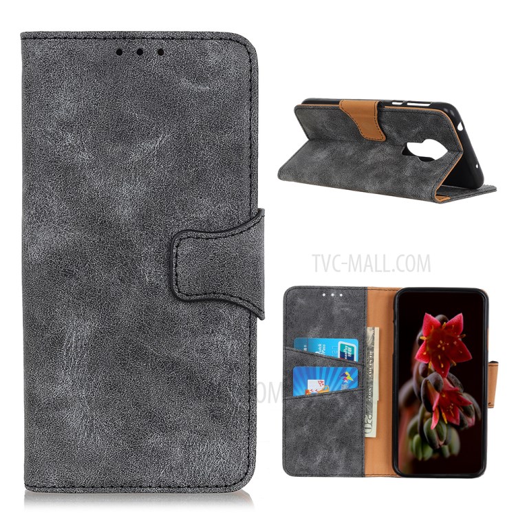 Retro Style Split Leather Case for Nokia 3.4 - Grey-1