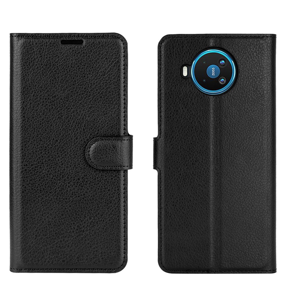 Litchi Texture Leather Wallet Cell Phone Protective Case for Nokia 8.3 5G - Black-6