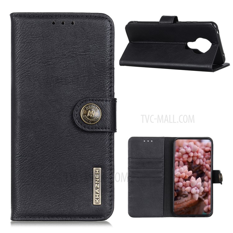 KHAZNEH Leather Wallet Stand Case for Nokia 3.4 - Black-1