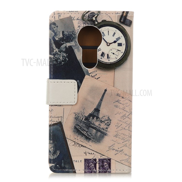 Pattern Printing Leather Wallet Stand Case for Nokia 3.4 - Eiffel Tower and Characters-3