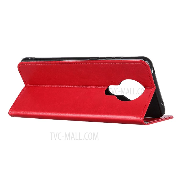 Crazy Horse Skin Leather Wallet Case Cover for Nokia 3.4 - Red-11
