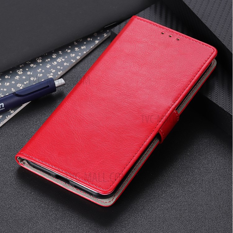 Crazy Horse Skin Leather Wallet Case Cover for Nokia 3.4 - Red-12