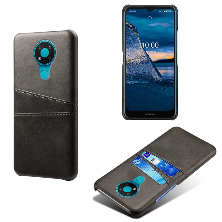 KSQ PU Leather Coated Hard Case with Double Card Slots for Nokia 3.4 - Black-1