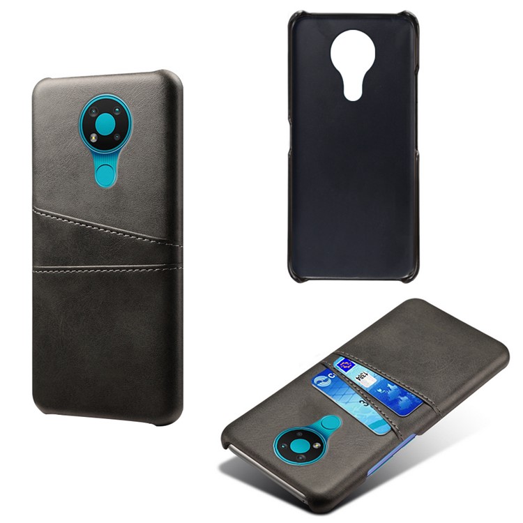 KSQ PU Leather Coated Hard Case with Double Card Slots for Nokia 3.4 - Black-2