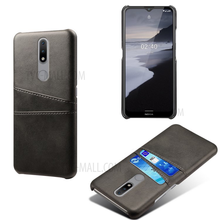 KSQ PU Leather Coated Hard PC Phone Cover for Nokia 2.4 - Black-1