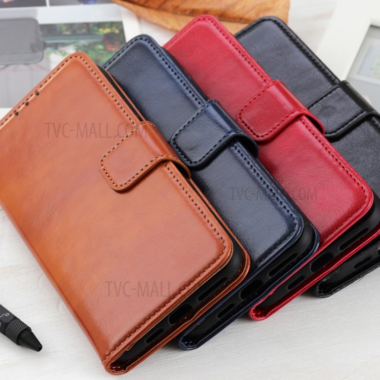 Crazy Horse Leather Shell Wallet Protector Case with Stand for Nokia 3.4 - Black-11