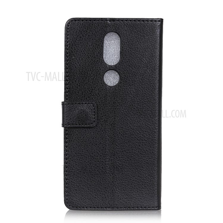 Litchi Skin Leather Wallet Phone Case for Nokia 2.4 - Black-3