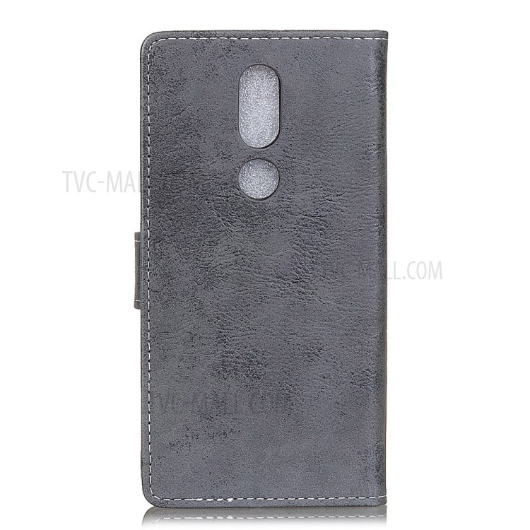 Retro Style Leather Wallet Stand Case for Nokia 2.4 Phone Cover - Grey-10