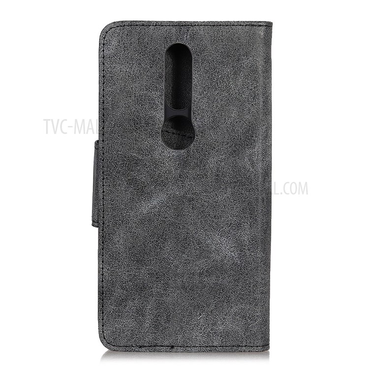 Vintage Style Split Leather Wallet Phone Case for Nokia 2.4 - Grey-3