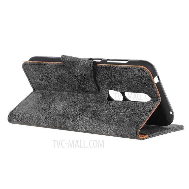 Vintage Style Split Leather Wallet Phone Case for Nokia 2.4 - Grey-4