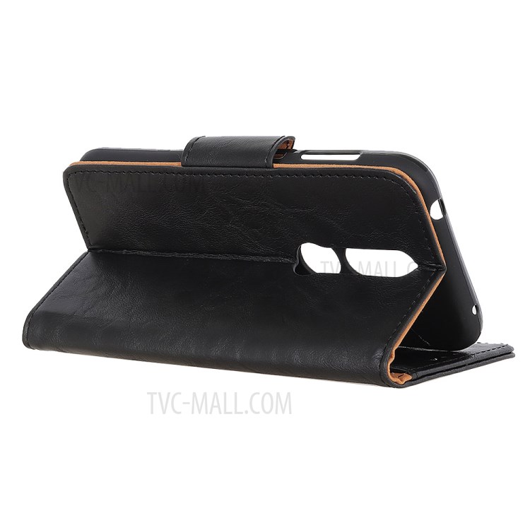 Crazy Horse Split Leather Protective Cover with Stand for Nokia 2.4 - Black-4