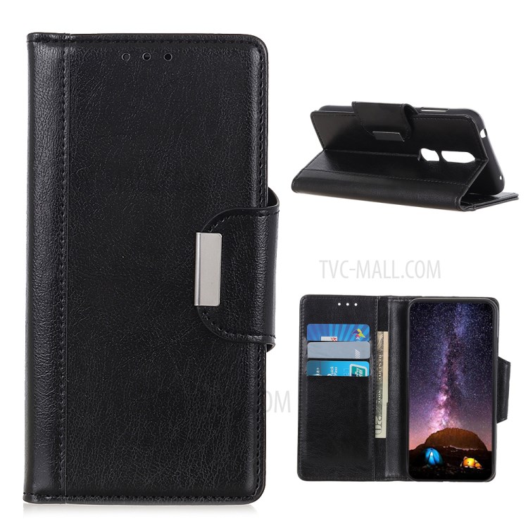 Cowhide Texture PU Leather Wallet Phone Cover for Nokia 2.4 - Black-1