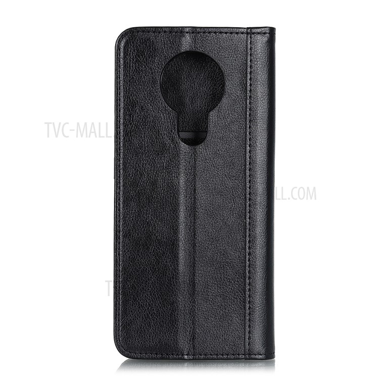 Auto-absorbed Litchi Texture Split Leather Case for Nokia 3.4 Stand Wallet Cover - Black-3