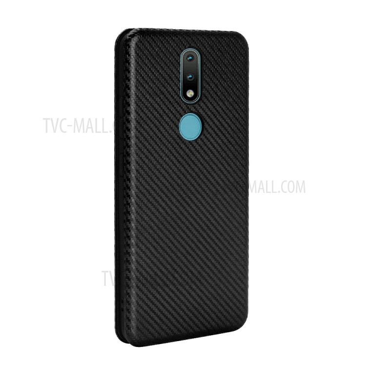 Carbon Fiber Texture Auto-absorbed Flip Leather Case for Nokia 2.4 - Black-3