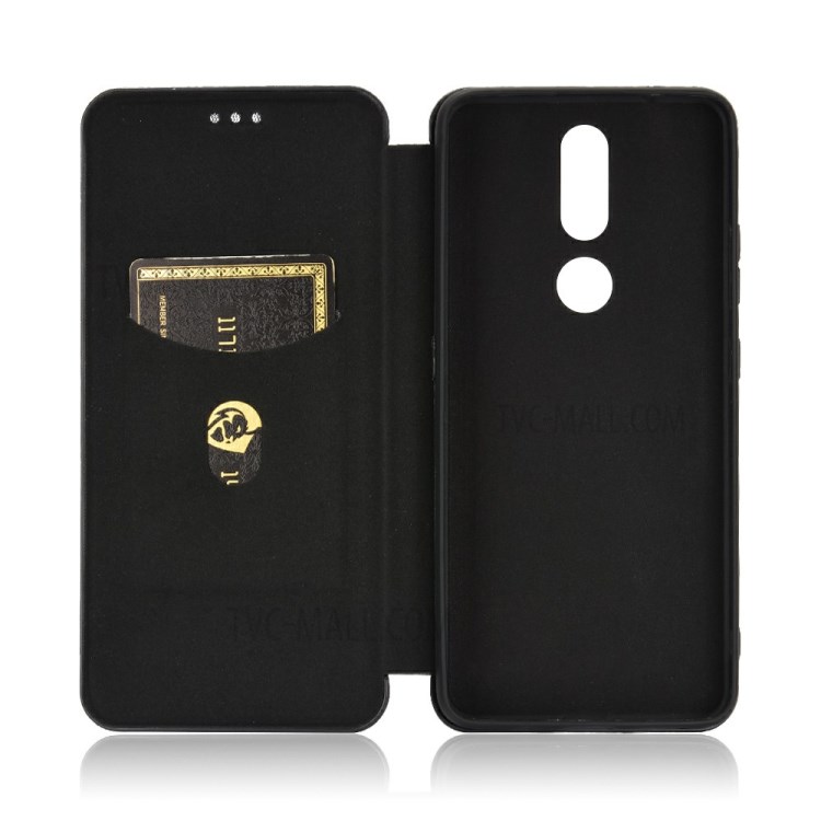 Carbon Fiber Texture Auto-absorbed Flip Leather Case for Nokia 2.4 - Black-4