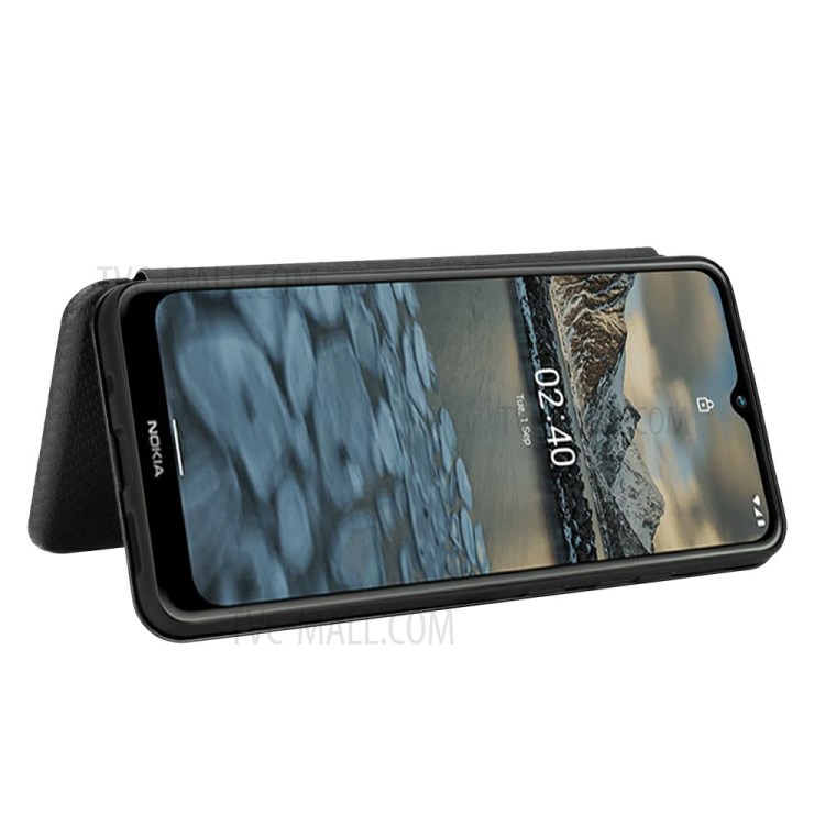 Carbon Fiber Texture Auto-absorbed Flip Leather Case for Nokia 2.4 - Black-6