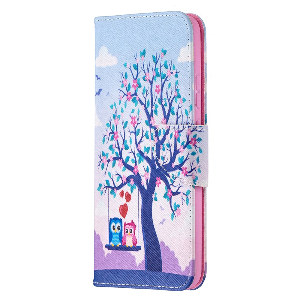 Pattern Printing Wallet Stand Flip Leather Case for Nokia 3.4 Phone Shell - Couple Owls and Tree-2