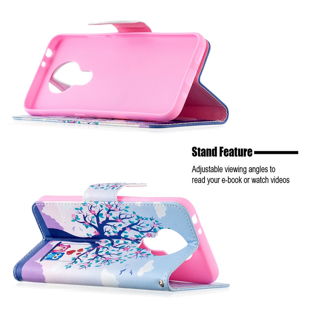 Pattern Printing Wallet Stand Flip Leather Case for Nokia 3.4 Phone Shell - Couple Owls and Tree-5