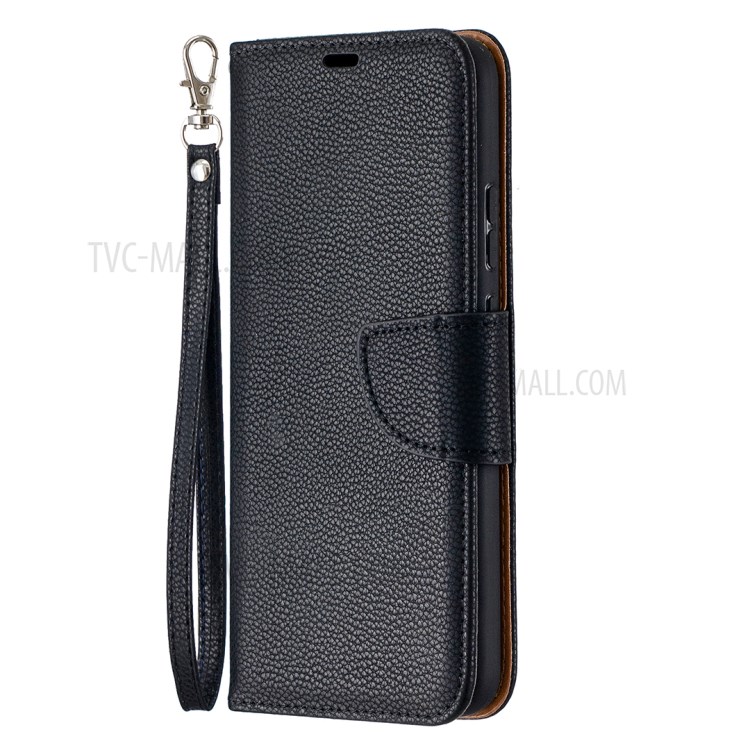 Litchi Texture Wallet Stand Leather Cover with Lanyard for Nokia 3.4 - Black-2