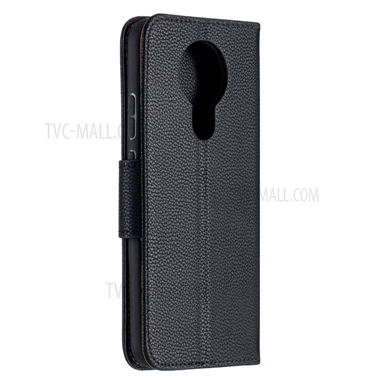 Litchi Texture Wallet Stand Leather Cover with Lanyard for Nokia 3.4 - Black-3
