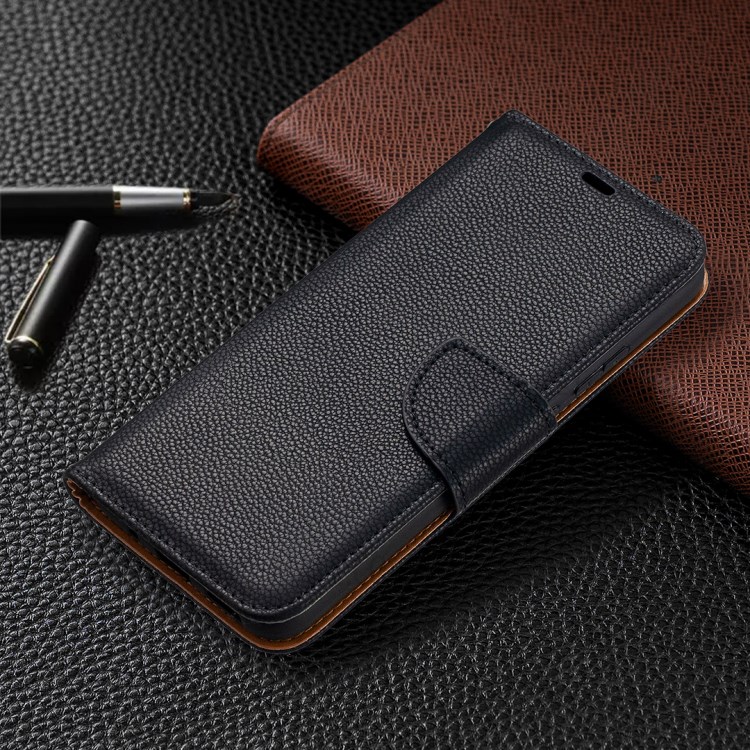 Litchi Texture Wallet Stand Leather Cover with Lanyard for Nokia 3.4 - Black-7