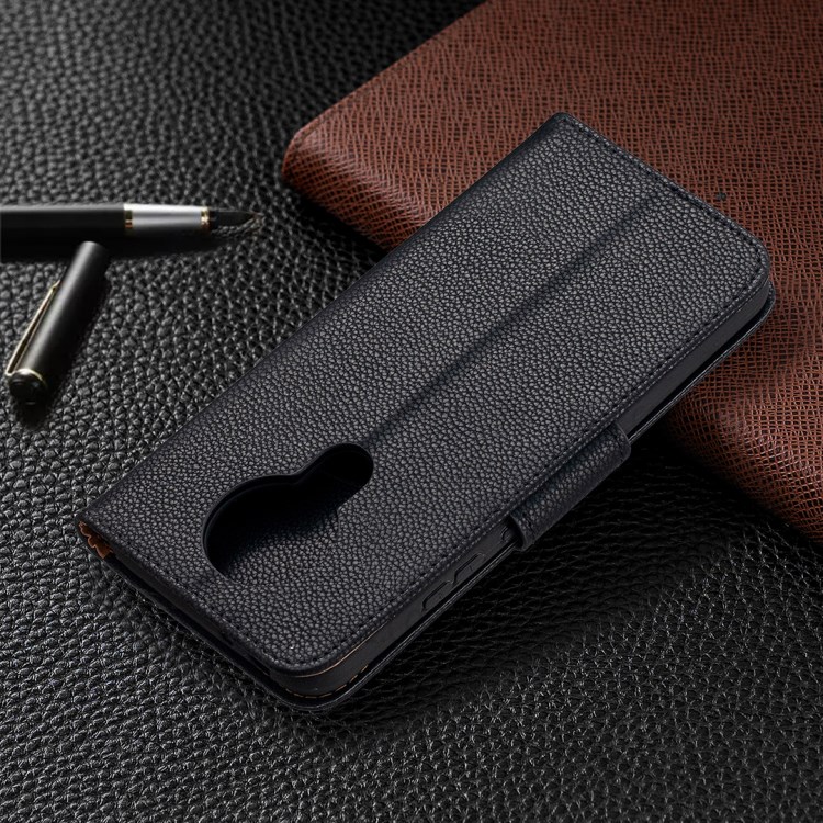 Litchi Texture Wallet Stand Leather Cover with Lanyard for Nokia 3.4 - Black-8